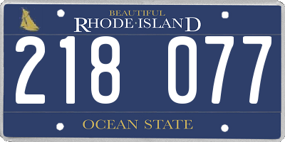 RI license plate 218077