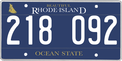 RI license plate 218092