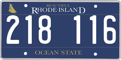 RI license plate 218116