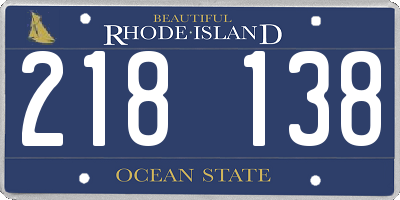 RI license plate 218138