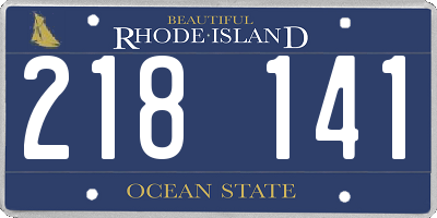 RI license plate 218141