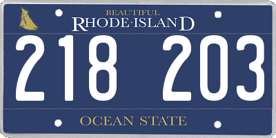 RI license plate 218203