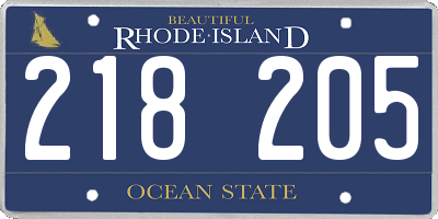 RI license plate 218205