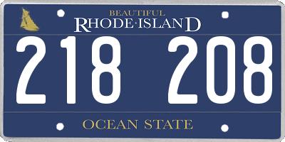 RI license plate 218208