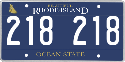RI license plate 218218