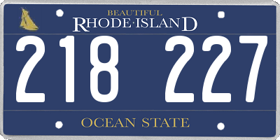 RI license plate 218227