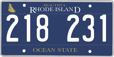 RI license plate 218231