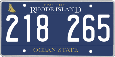 RI license plate 218265