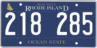 RI license plate 218285