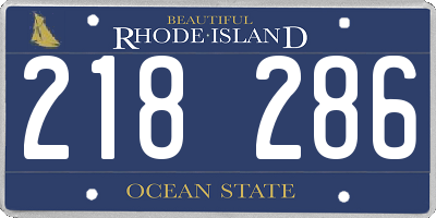 RI license plate 218286
