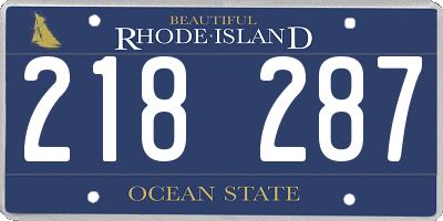 RI license plate 218287
