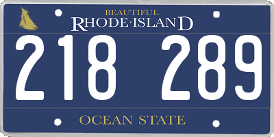 RI license plate 218289