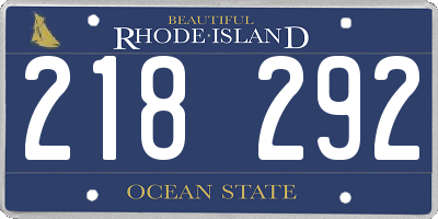 RI license plate 218292