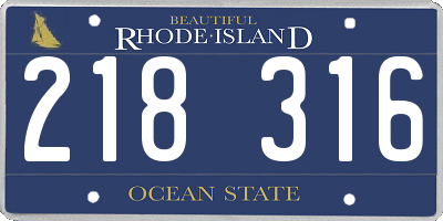 RI license plate 218316