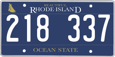 RI license plate 218337