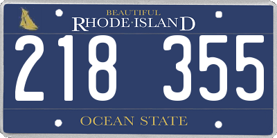 RI license plate 218355