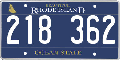 RI license plate 218362