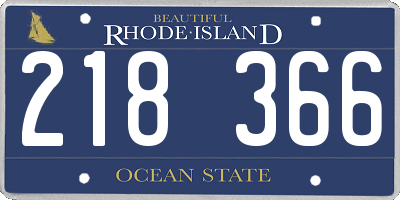 RI license plate 218366