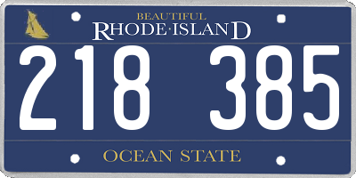 RI license plate 218385