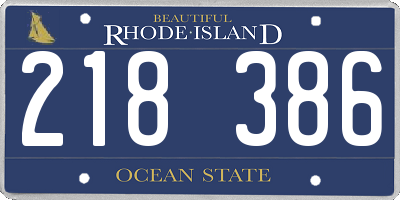 RI license plate 218386