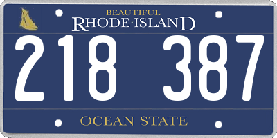 RI license plate 218387