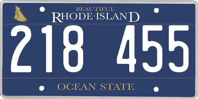 RI license plate 218455