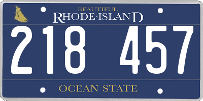 RI license plate 218457