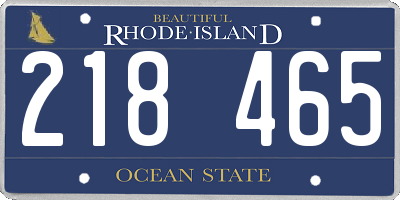 RI license plate 218465