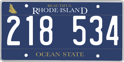 RI license plate 218534