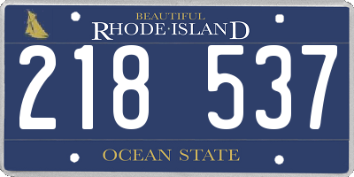 RI license plate 218537