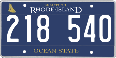 RI license plate 218540