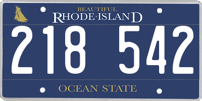RI license plate 218542