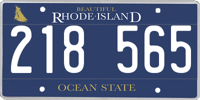RI license plate 218565