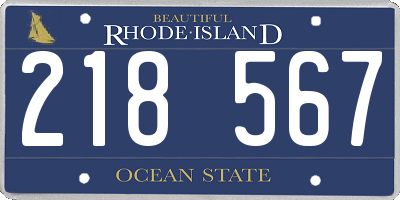 RI license plate 218567