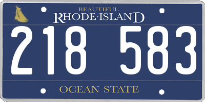 RI license plate 218583