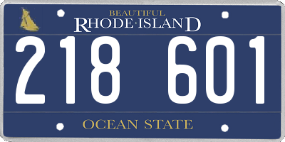 RI license plate 218601