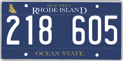 RI license plate 218605