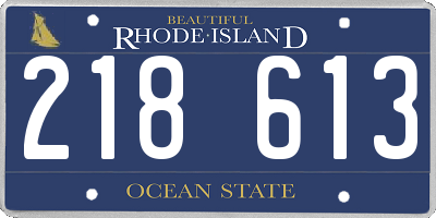 RI license plate 218613
