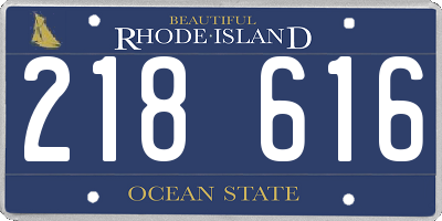 RI license plate 218616