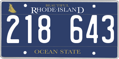 RI license plate 218643