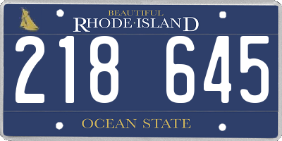 RI license plate 218645