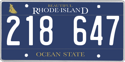 RI license plate 218647