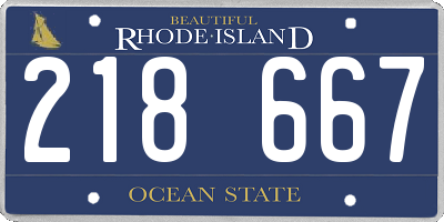 RI license plate 218667