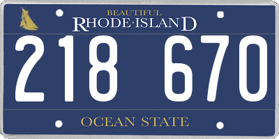 RI license plate 218670
