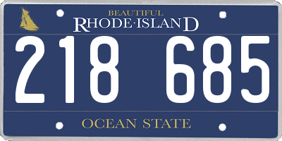 RI license plate 218685