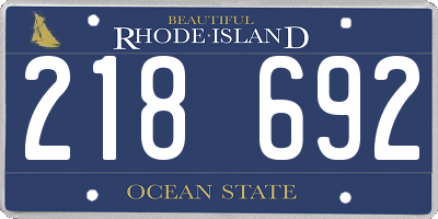 RI license plate 218692