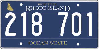 RI license plate 218701