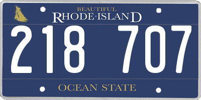RI license plate 218707