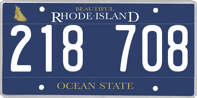 RI license plate 218708