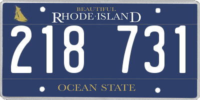 RI license plate 218731